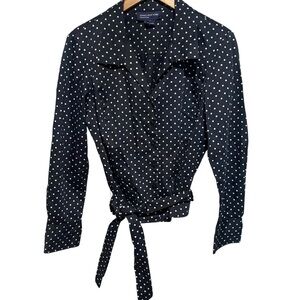 Jones‎ New York Women’s Black and White Polka Dot Button Down Shirt Size M